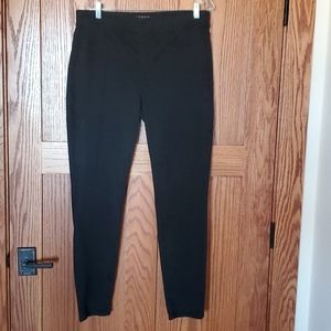 Black denim pants, stretch, faux front pockets